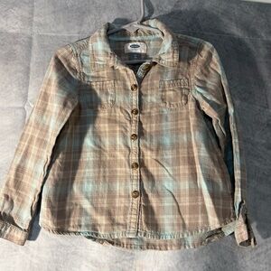 Old Navy Toddler Plaid Shirt in Brown and Light Blue Trim